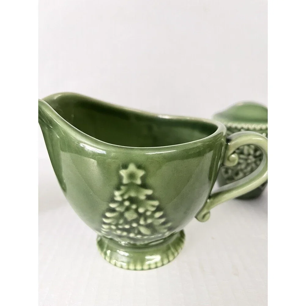 Cracker Barrel Christmas -Peace on Earth Creamer/Sugar, salt/pepper,  green